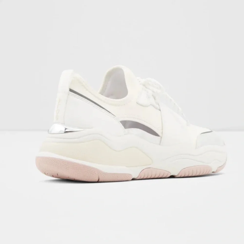 ALDO Rev White and Silver Sneakers NWOB